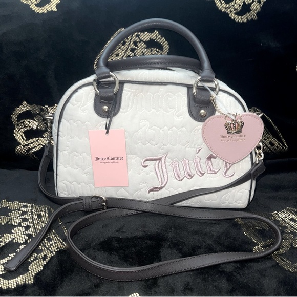 NWT Juicy Couture Velour Angel Chocolate Dusty Blush Vintage Dream Satchel - Picture 1 of 5